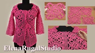 Яркий ажурный жакет. Урок 70 часть 2 из 2