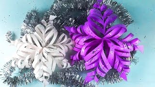 DIY ОБЪЁМНАЯ 3Д СНЕЖИНКА из бумаги | НОВОГОДНИЕ ПОДЕЛКИ для детей своими руками