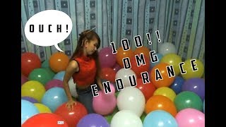x100 balloons Sit Popped. Endurance Popping.
