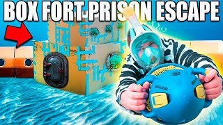 24 HOUR BOX FORT PRISON ESCAPE ROOM UNDERWATER!! ?? Underwater Box Fort Building & More!