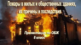 Пожары в жилых и общественных зданиях, их причины и последствия. Презентация ОБЖ 8 класс.