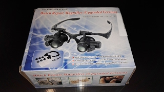 Unboxing 9892GJ Watch Repair Magnifier with 10X 15X 20X 25X 2 LED Lights