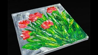 Как нарисовать тюльпаны / абстракция / цветы акрилом / spring tulips