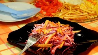 Салат ассорти с картофелем фри. (новогодний салат).