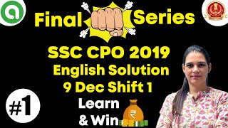 1:00 PM || SSC CGL | CPO 2019 || CPO Paper Solution || 9 Dec Shift1 || English | By Pooja Ma'am | #1