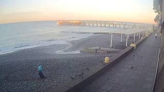Рассвет на Черном море 27 декабря 2017 года. Адлер. Россия. Зима.