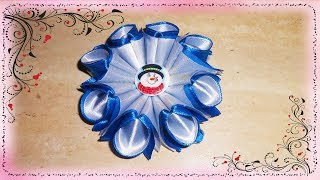 Зефирка канзаши из ленты 5 см, для начинающих. МК. / Marshmallow kanzashi ribbon 5 cm for beginners
