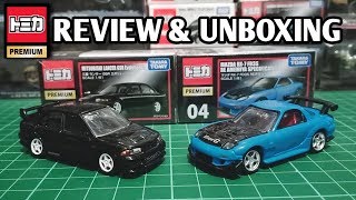 MAZDA RX7 RE AMEMIYA & MITSUBISHI LANCER GSR EVOIII | TOMICA PREMIUM REVIEW