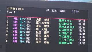 小学男子100mﾀｲﾑﾚｰｽ総合順位＠第10回 田島直人記念陸上競技大会