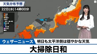 【大掃除日和】明日も太平洋側は穏やかな天気