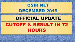 CSIR NET DECEMBER 2019 | OFFICIALLY FINAL RESULT & CUTOFF DATE