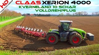 Claas Xerion 4000 @ Kverneland 10 Schar Volldrehpflug beim pflügen