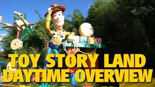 Toy Story Land Daytime Overview Including Woody's Lunch Box & Merch