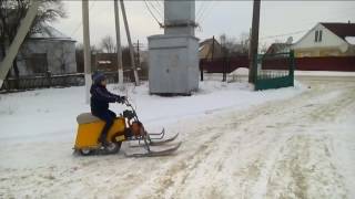 Снегоход своими руками с двигателем от бензопилы Урал. Лысянка.