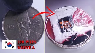 ทำความสะอาด ขัดเงาปรับสภาพผิว เหรียญ 100Won Kerea coin