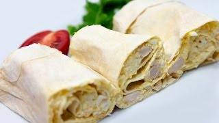 Рулет из лаваша с курицей и плавленым сыром | Рецепт с лавашом