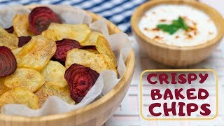 شيبس البطاطس والبنجر الصحي والمقرمش / Crispy Baked Potato & Beetroot Chips