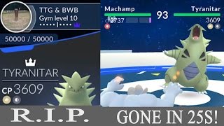 How to beat fast a Tyranitar highest 3.6K CP in gen 2 moves? Pokemon go gym battles