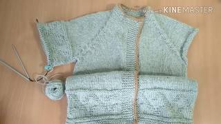 Вязание. Детская кофта регланом сверху спицами пряжей Ярослав на 7-8 лет. Часть1