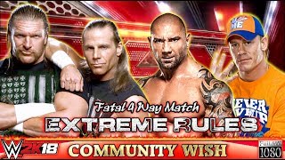 WWE2K18 GAMEPLAY: Shawn Michaels VS. Batista VS. John Cena VS. TripleH | Community Wish Match