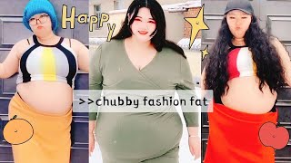 Chubby belly girls outfit ideas N cute moments tiktok BBW plus size style.chubby girl fashion moment