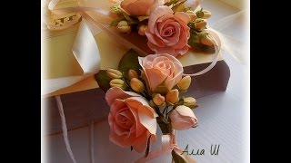 МК Бутоньерка для жениха и невесты.Бутон розы из фоамирана. Часть 2
