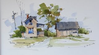 A quick and simple Line and wash demostration. Farmhouse by Peter Sheeler
