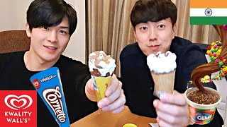 Koreans try Indian Ice Cream for the First Time!