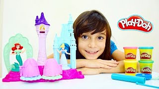 BRINCANDO COM PLAY DOH  PALÁCIO REAL ★ Massinha da Ariel, Cinderela e Rapunzel ★ Review de brinquedo