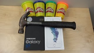Samsung Galaxy S7 vs. iPhone 6S Play-Doh Hammer Smash Test! Will They Survive?