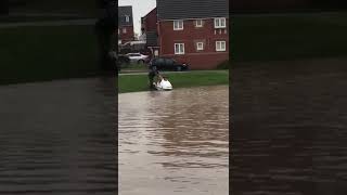 UK Residents Make the Most of Flooding With Jet Ski in Rotherham, England