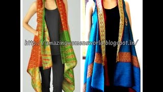HOW TO CONVERT OLD SHAWL 2 CARDIGAN - EASY MAKING - DIY
