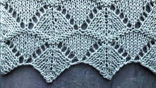 Ажурный узор спицами  Волны / Openwork knit pattern