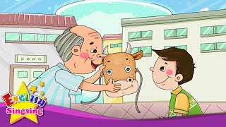 A Lazy Boy Who Became a Cow - What are you doing? (present progressive) - English story for Kids
