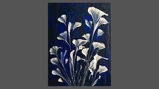 ? PEINTURE FLORALE 3 Démo tableau abstrait fleurs acrylique pouring fluid'art 30x40 SABCREATIONS
