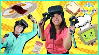 Virtual Reality VR Job simulator Let's Play with Ryan's Mommy and Daddy