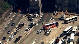 Raw: Bus Crash in NY's Lincoln Tunnel, 18 Hurt