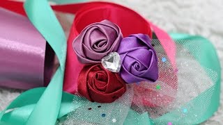 Роза из атласной ленты Мастер класс / DIY Ribbon Rose Tutorial