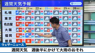 週間天気　週後半にかけて大雨のおそれ