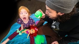 Adley Saves The Little Mermaid from the Game Master Crocodile!!  (POND MONSTER)