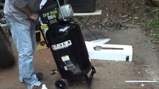 Harbor Freight 21 Gallon Vertical Compressor Review Unboxing - Assembly and Initial Review