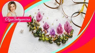 Простые цветочки ? Вышивка лентами для начинающих / A beautiful and simple flower made from ribbon
