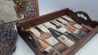 Поднос + разделочная доска. Декупаж + эпоксидная смола!