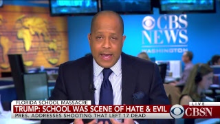 President Donald Trump addresses yesterday's school shooting in Parkland, FL