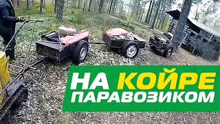На мотобуксировщике КОЙРА "паровозиком" по лесу. Любимые места становятся ближе!