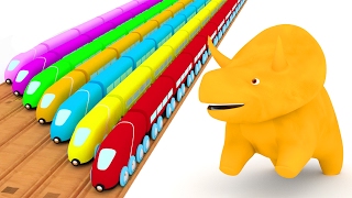 Învaţă culorile cu trenuleţele şi Dinozaurul Dino | Desene animate educaţionale pentru copii