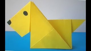Собачка, легкое оригами для детей. Как сделать Собачку просто быстро. Поделки с детьми 3-5 лет.