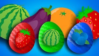 Анимационный Мультик. Открываем Киндеры с игрушками Маша и Медведь, Учим название разных Фруктов