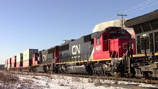 Big Late CN Stack Train 120 w/DPU at Moncton, NB (Dec 15, 2017)