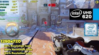 intel UHD 620 | Overwatch - 720p 50%, 100% & 150% Resolution Scale